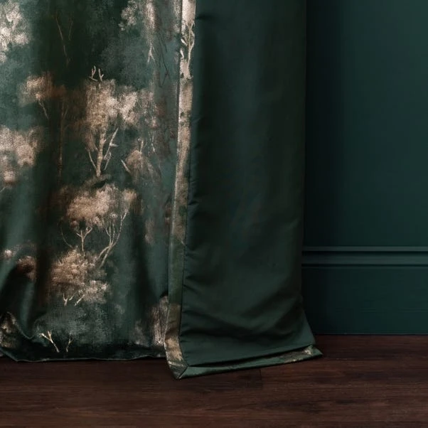 Dunelm Velour Tree Print Emerald Eyelet Curtains 8 Dunelm Velour Tree Print Emerald Eyelet Curtains - Image 6