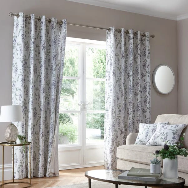 Dunelm Wisteria Mauve Eyelet Curtains 4 Dunelm Wisteria Mauve Eyelet Curtains - Image 2