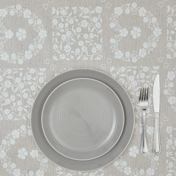 Dunelm By The Metre Floral Hearts Natural PVC 4 Dunelm By The Metre Floral Hearts Natural PVC - Image 2