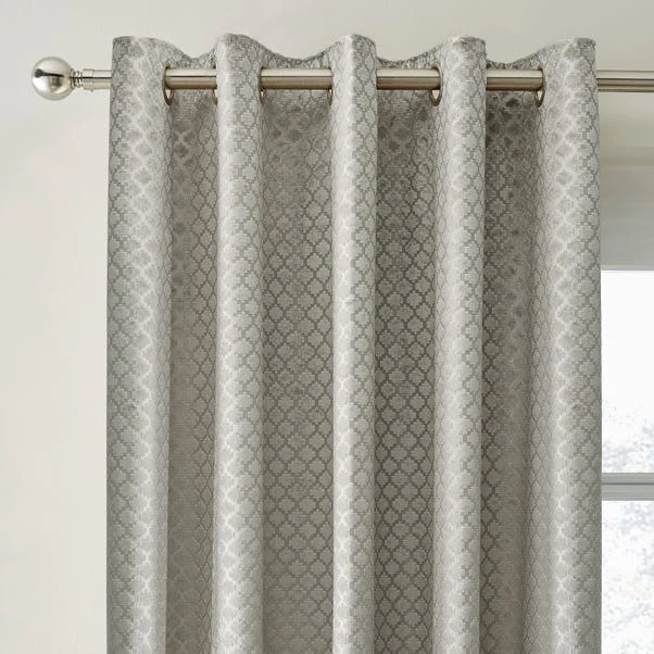 Dunelm Cut Velvet Silver Thermal Eyelet Curtains 3 Dunelm Cut Velvet Silver Thermal Eyelet Curtains