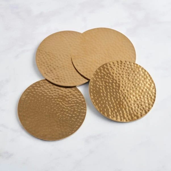 Dunelm Gold Hammered Barware Coasters 3 Dunelm Gold Hammered Barware Coasters