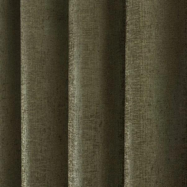 Dunelm Chenille Olive Thermal Eyelet Door Curtain 5 Dunelm Chenille Olive Thermal Eyelet Door Curtain - Image 3