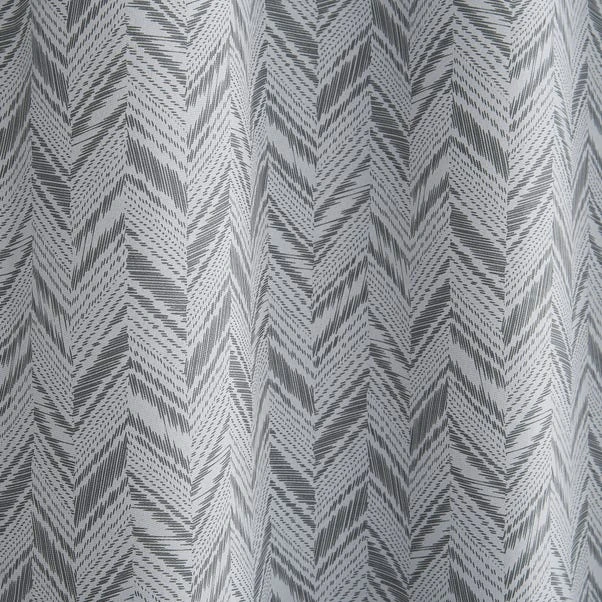 Dunelm Chevron Printed Grey Blackout Eyelet Curtains 5 Dunelm Chevron Printed Grey Blackout Eyelet Curtains - Image 3