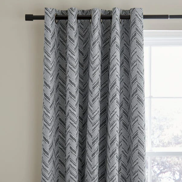 Dunelm Chevron Printed Black Blackout Eyelet Curtains 3 Dunelm Chevron Printed Black Blackout Eyelet Curtains