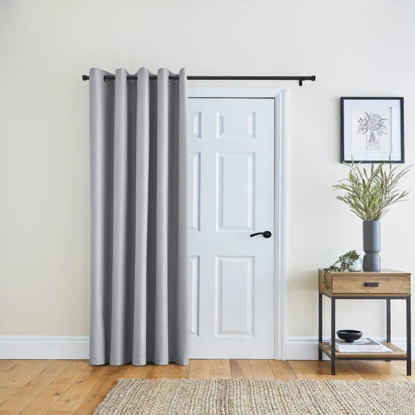 Dunelm Berlin Thermal Blackout Grey Eyelet Door Curtain 4 Dunelm Berlin Thermal Blackout Grey Eyelet Door Curtain - Image 2