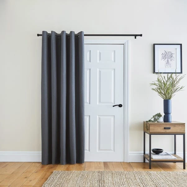 Dunelm Berlin Thermal Blackout Charcoal Eyelet Door Curtain 4 Dunelm Berlin Thermal Blackout Charcoal Eyelet Door Curtain - Image 2