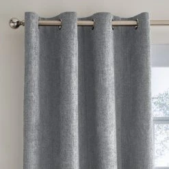 Dunelm Ensley Chenille Thermal Grey Eyelet Curtains