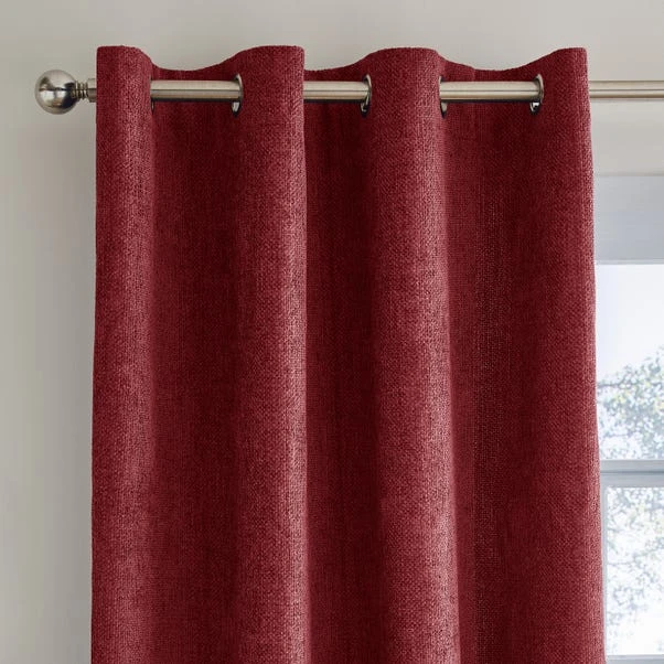 Dunelm Ensley Chenille Thermal Red Eyelet Curtains 3 Dunelm Ensley Chenille Thermal Red Eyelet Curtains