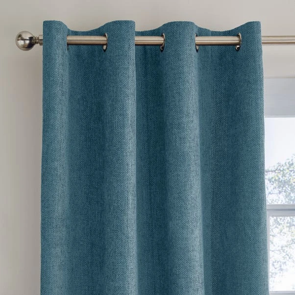 Dunelm Ensley Chenille Thermal Peacock Eyelet Curtains 3 Dunelm Ensley Chenille Thermal Peacock Eyelet Curtains
