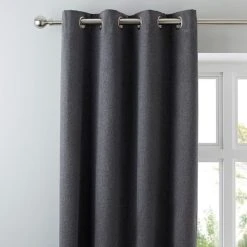 Dunelm Luna Brushed Charcoal Blackout Eyelet Curtains