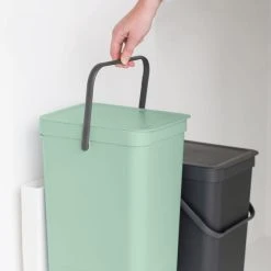 Brabantia Sort And Go Built In Bin 2 X 16L Jade Green Grey -Dunelm Sales Store 30788092 alt03