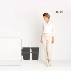 Brabantia Sort And Go Built In Bin 2 X 16L Jade Green Grey -Dunelm Sales Store 30788092 alt04