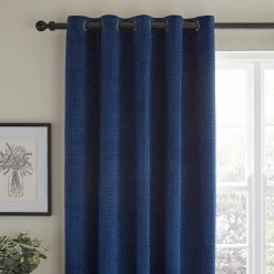 Dunelm Pinsonic Plait Luxe Navy Eyelet Curtains