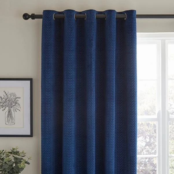 Dunelm Pinsonic Plait Luxe Navy Eyelet Curtains 3 Dunelm Pinsonic Plait Luxe Navy Eyelet Curtains