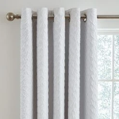 Dunelm Edison Embossed Textured White Blackout Eyelet Curtains