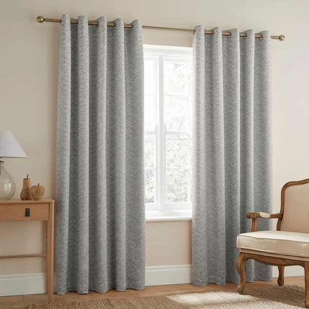Dunelm Pearl Print Ice White Eyelet Curtains 4 Dunelm Pearl Print Ice White Eyelet Curtains - Image 2