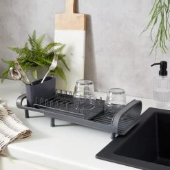Dunelm Compact Extendable Dish Drainer Grey
