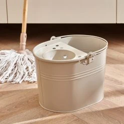 Dunelm Warm Sand Metal Mop Bucket