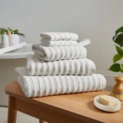 Dunelm Ribbed Towel White