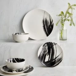 Dunelm Abstract Brushstroke 12 Piece Dinner Set