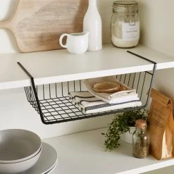 Dunelm Matte Black Under-Shelf Storage Basket
