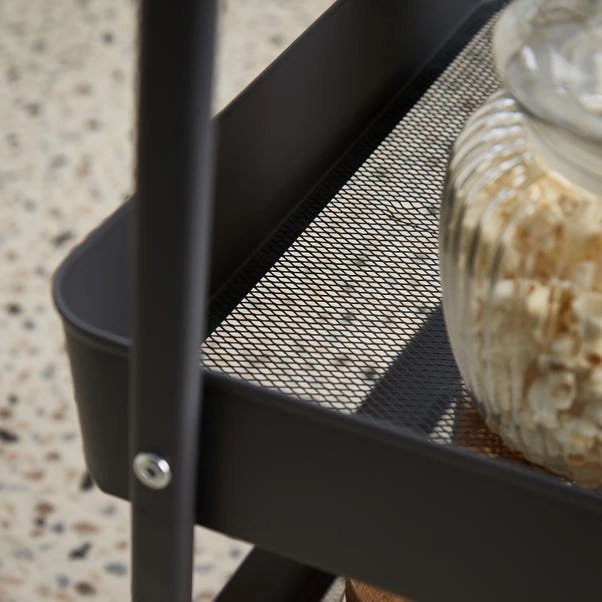 Dunelm Grey 3 Tier Metal Trolley 4 Dunelm Grey 3 Tier Metal Trolley - Image 2