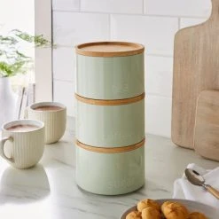 Dunelm Stacking Tea Coffee Sugar Sage