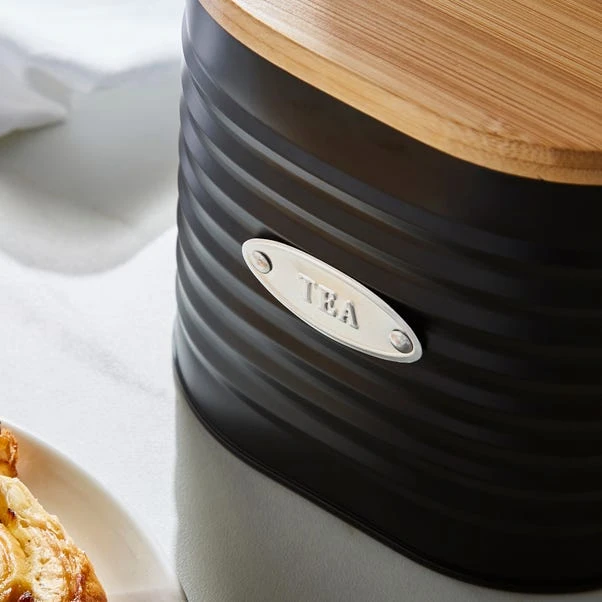 Dunelm Metal Tea Canister With Badge Black 4 Dunelm Metal Tea Canister With Badge Black - Image 2