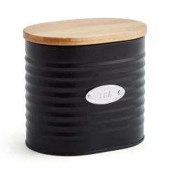 Dunelm Metal Tea Canister With Badge Black 7 Dunelm Metal Tea Canister With Badge Black -Dunelm Sales Store 30796305 alt02