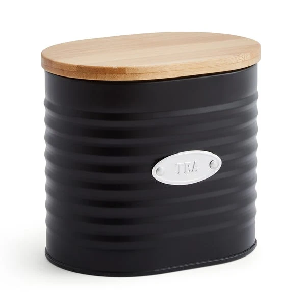 Dunelm Metal Tea Canister With Badge Black 5 Dunelm Metal Tea Canister With Badge Black - Image 3