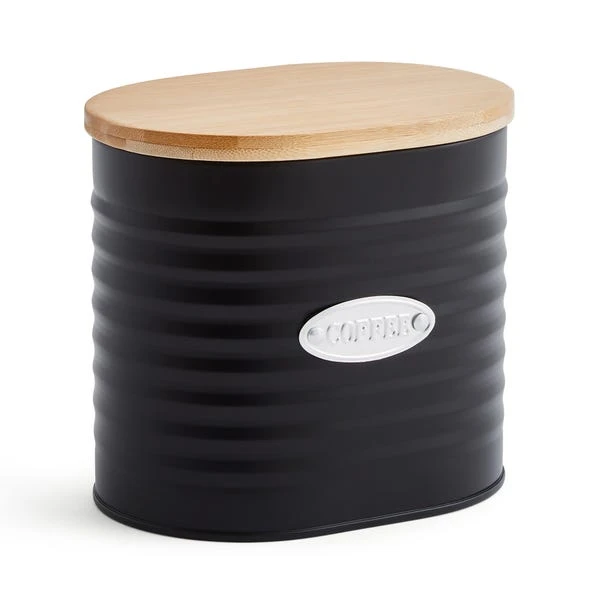 Dunelm Metal Coffee Canister With Badge Black 5 Dunelm Metal Coffee Canister With Badge Black - Image 3