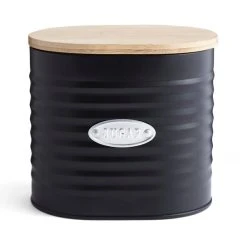 Dunelm Metal Sugar Canister With Badge Black