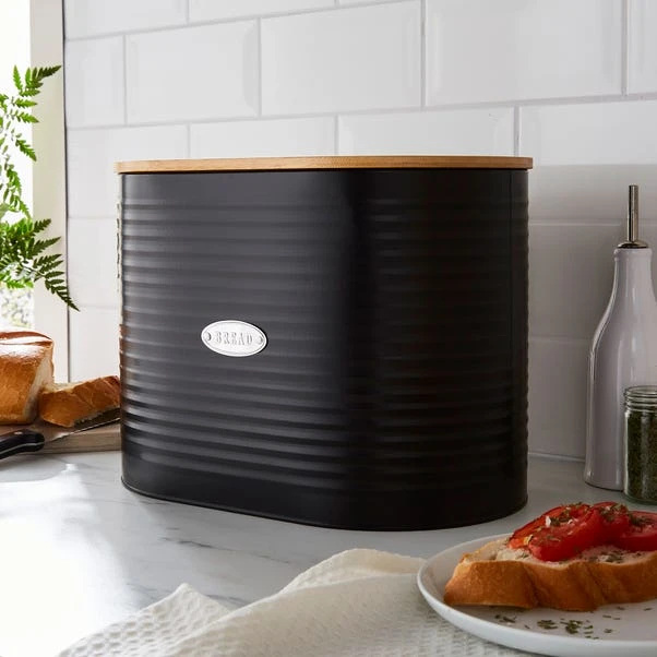 Dunelm Metal Bread Bin With Badge Black 3 Dunelm Metal Bread Bin With Badge Black