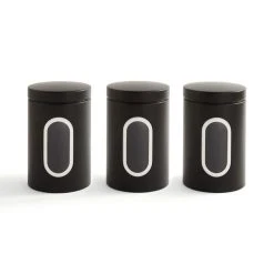 Dunelm Set Of 3 Matt Metal Storage Canisters Black -Dunelm Sales Store 30796315 alt02