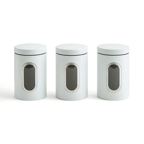 Dunelm Set Of 3 Matt Metal Storage Canisters White 5 Dunelm Set Of 3 Matt Metal Storage Canisters White - Image 3