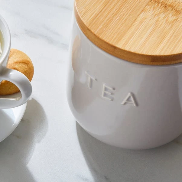 Dunelm Ceramic Tea Canister Grey 4 Dunelm Ceramic Tea Canister Grey - Image 2