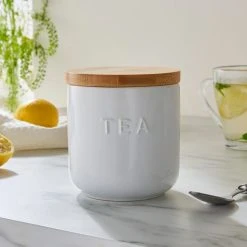 Dunelm Ceramic Tea Canister White