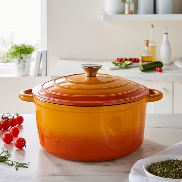 Dunelm Cast Iron Casserole Dish 5.2L 3 Dunelm Cast Iron Casserole Dish 5.2L