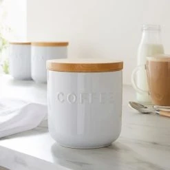 Dunelm Ceramic Coffee Canister White