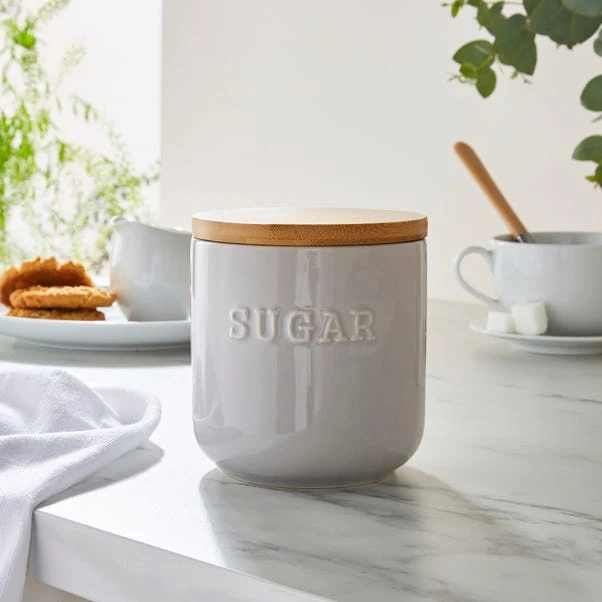 Dunelm Ceramic Sugar Canister Grey 3 Dunelm Ceramic Sugar Canister Grey