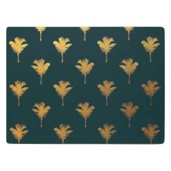 Dunelm Set Of 4 Luxe Palm Metallic Corkback Placemats