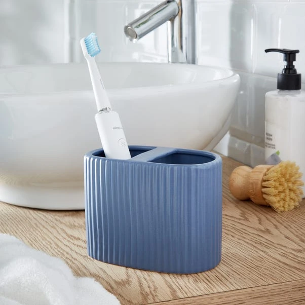 Dunelm Ceramic Ribbed Electric Toothbrush Holder 3 Dunelm Ceramic Ribbed Electric Toothbrush Holder