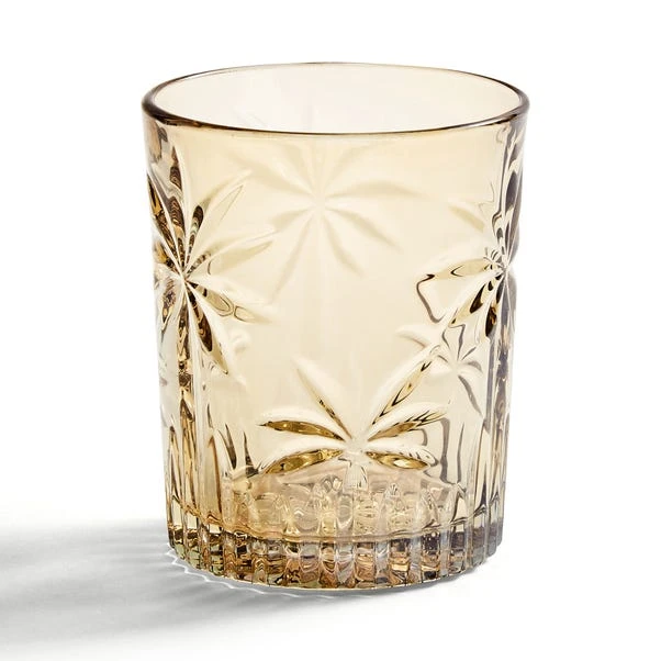 Dunelm Luxe Palm Amber Tumbler Glass 4 Dunelm Luxe Palm Amber Tumbler Glass - Image 2