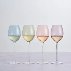 Dunelm Set Of 4 Pastel Wine Glasses