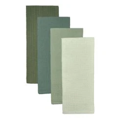 Dunelm Isabelle Waffle Pack Of 4 Tea Towels Greens