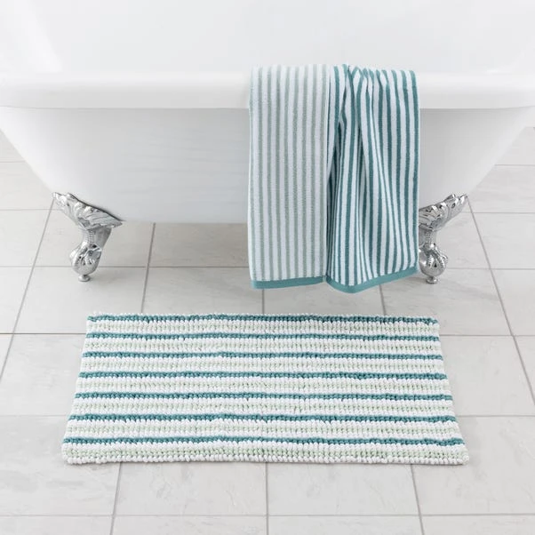 Dunelm Kingfisher And Mint Stripe Bath Mat 3 Dunelm Kingfisher And Mint Stripe Bath Mat