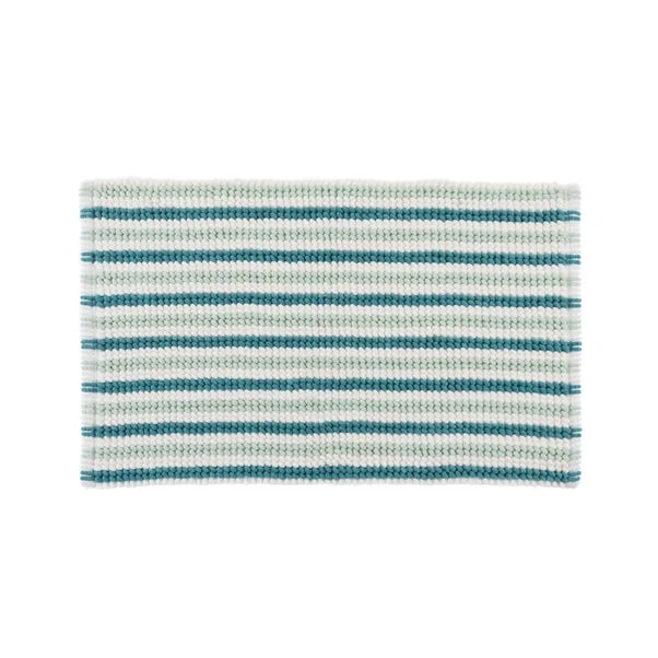 Dunelm Kingfisher And Mint Stripe Bath Mat 4 Dunelm Kingfisher And Mint Stripe Bath Mat - Image 2