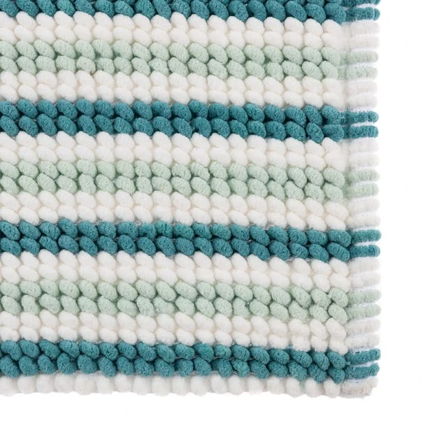 Dunelm Kingfisher And Mint Stripe Bath Mat 5 Dunelm Kingfisher And Mint Stripe Bath Mat - Image 3