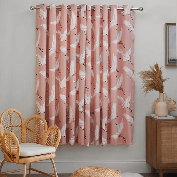 Dunelm Flying Cranes Blush Eyelet Curtains 6 Dunelm Flying Cranes Blush Eyelet Curtains - Image 4