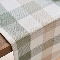 Dunelm Large Sage Woven Check Table Runner -Dunelm Sales Store 30800396 alt01